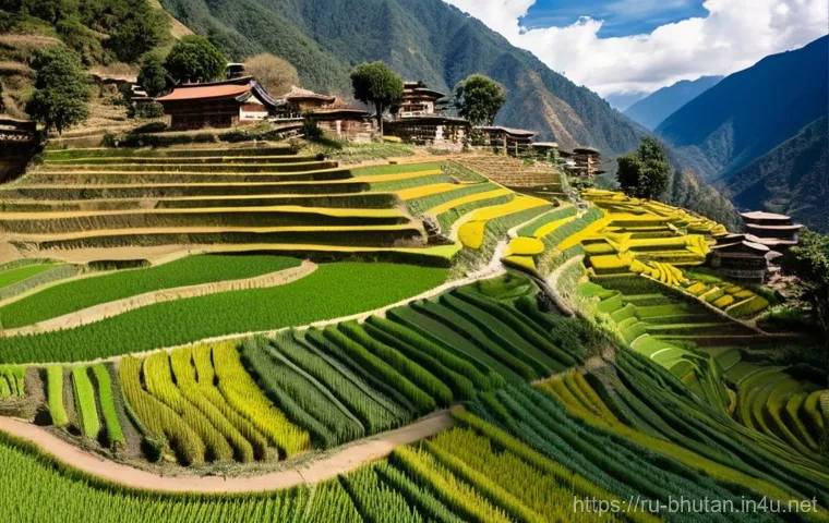 부탄 산악 지형의 특징 - **A Serene Himalayan Monastery at Dawn:**
    A majestic Bhutanese monastery, inspired by Paro Takts...
