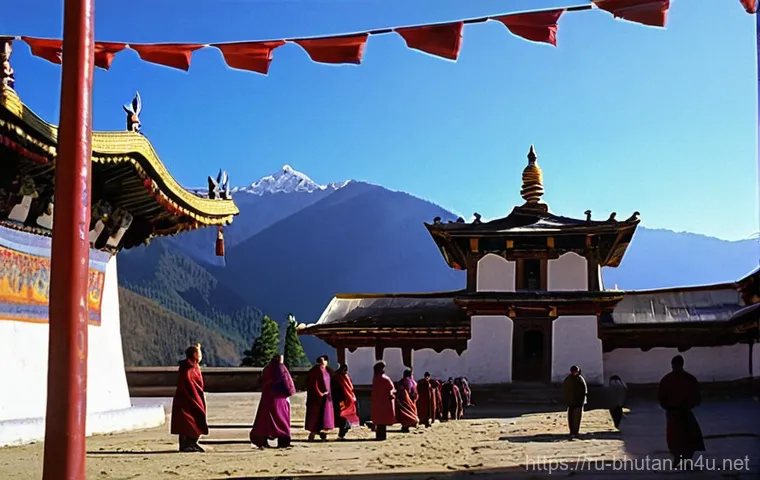 부탄 산악 지형의 특징 - **Terraced Fields and Traditional Life in a Bhutanese Valley:**
    A panoramic view of a fertile Bh...
