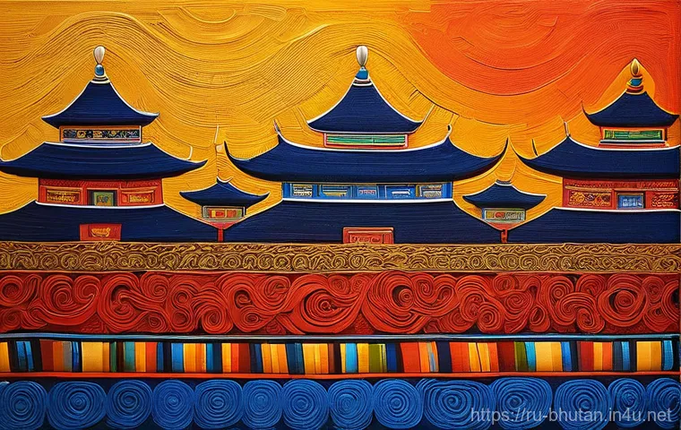 부탄의 젊은 예술가들 - **Reimagined Sacred Thangka: "Digital Deity Amidst Himalayan Modernity"**
    A traditional Bhutanes...
